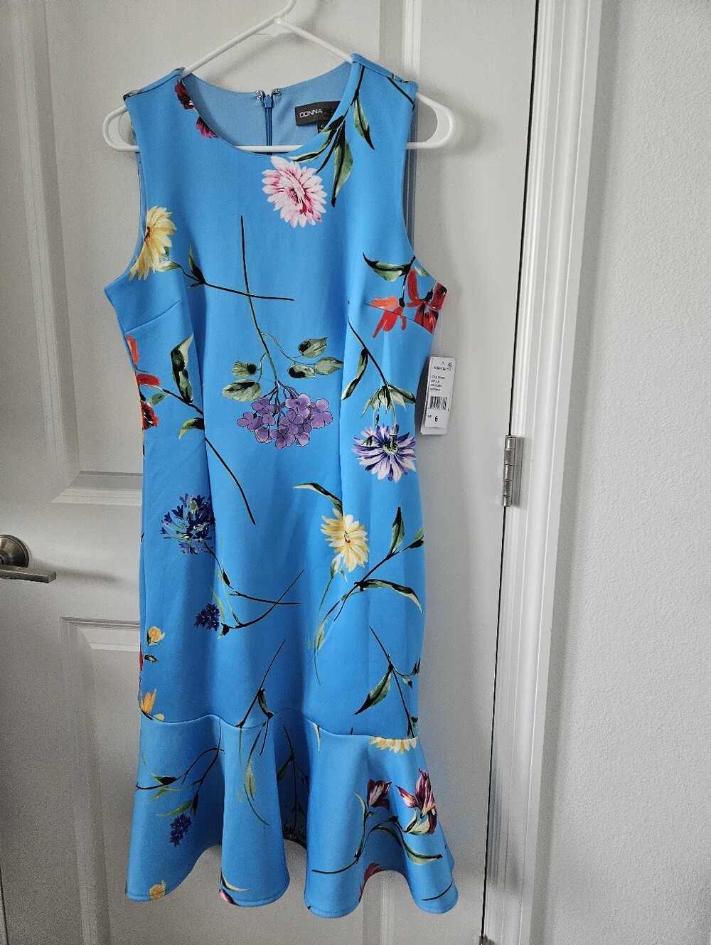 Nwt Donna Ricco Women's Floral-Print Flounce-Hem Sheath Dress Size 6